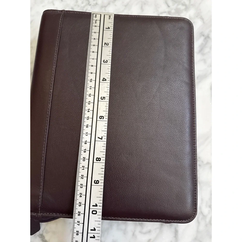 Franklin Quest Burgundy Top Grain Leather Zippered 7-Ring Day Planner 15478 USA